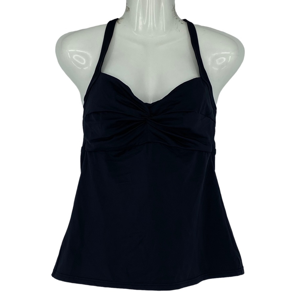 Title Nine black racer back strappy swim surf tankini top, 34C